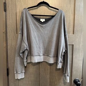 Aerie Gray Off Shoulder Crewneck